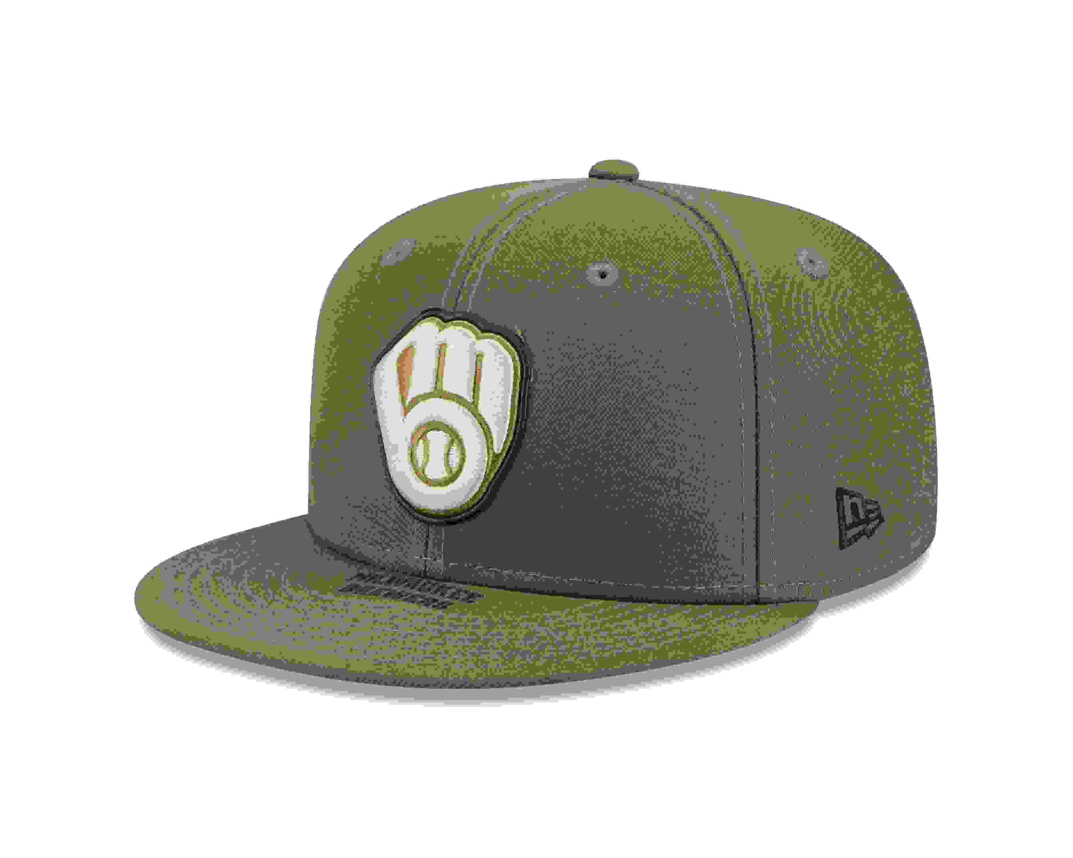 New Era Milwaukee Brewers 9FIFTY Armed Forces Green Snapback Hat